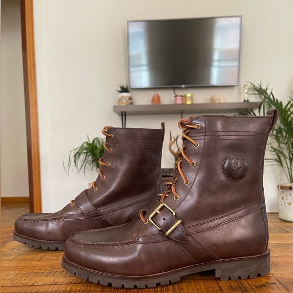 Polo Ralph Lauren Men’s Ranger Boot in Dark Brown, Smooth Oil Leather. Size 12 D - Picture 4 of 6
